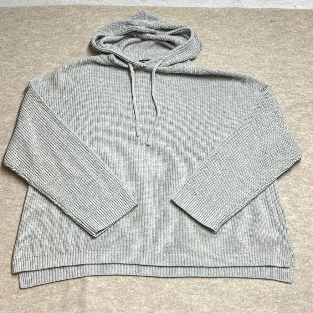 Toad&Co Womens Gray Durawool Knit Hoodie Sweater Large Oversized Wool Blend EUC